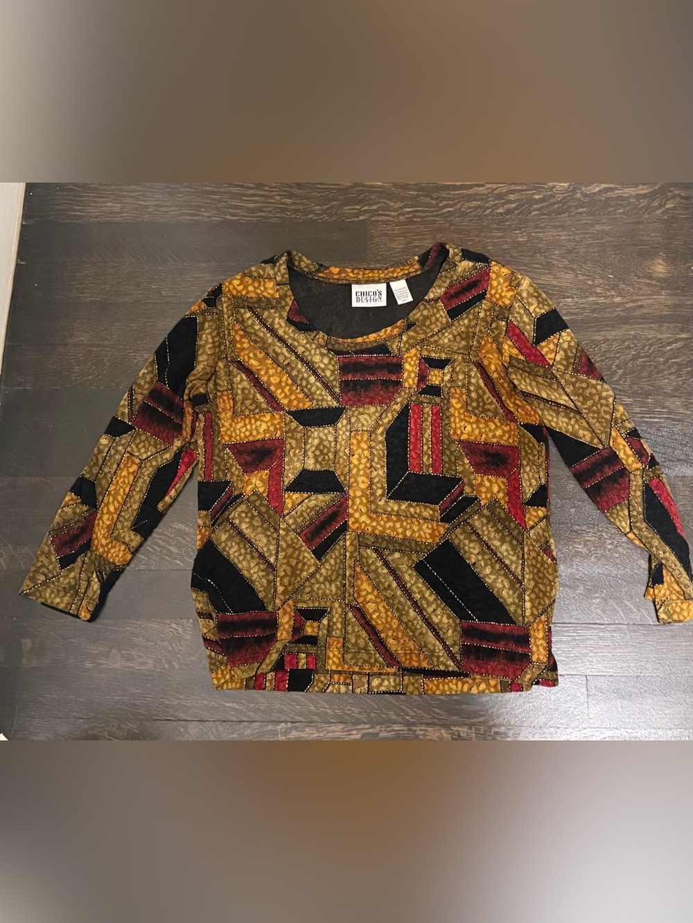Vintage Chico's Design Abstract Geometric Knit Top | Size 1 (Medium)